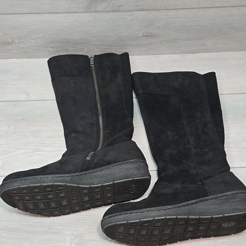 Born Black Women's Brandenbu TallWedge Boots Shoes Sz 8